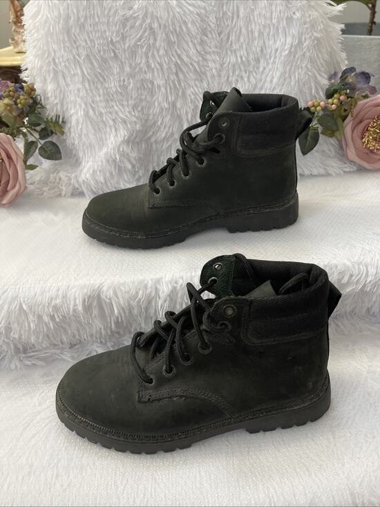 Candies Shoes - Candie's Black Women's Size 8.5M Leather Combat Ankle Boots Lace Up Lug Sole